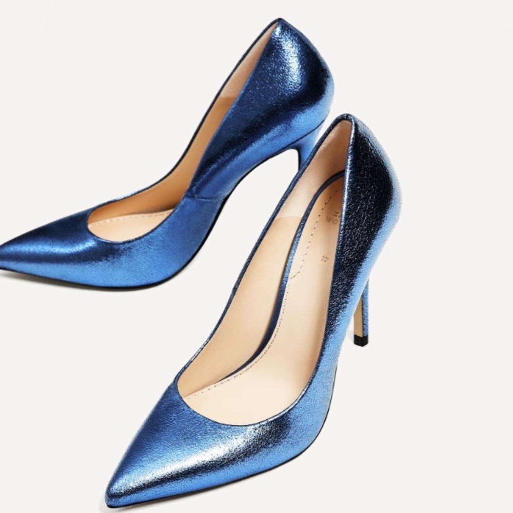 ZARA - Metallic blue heels / send offers